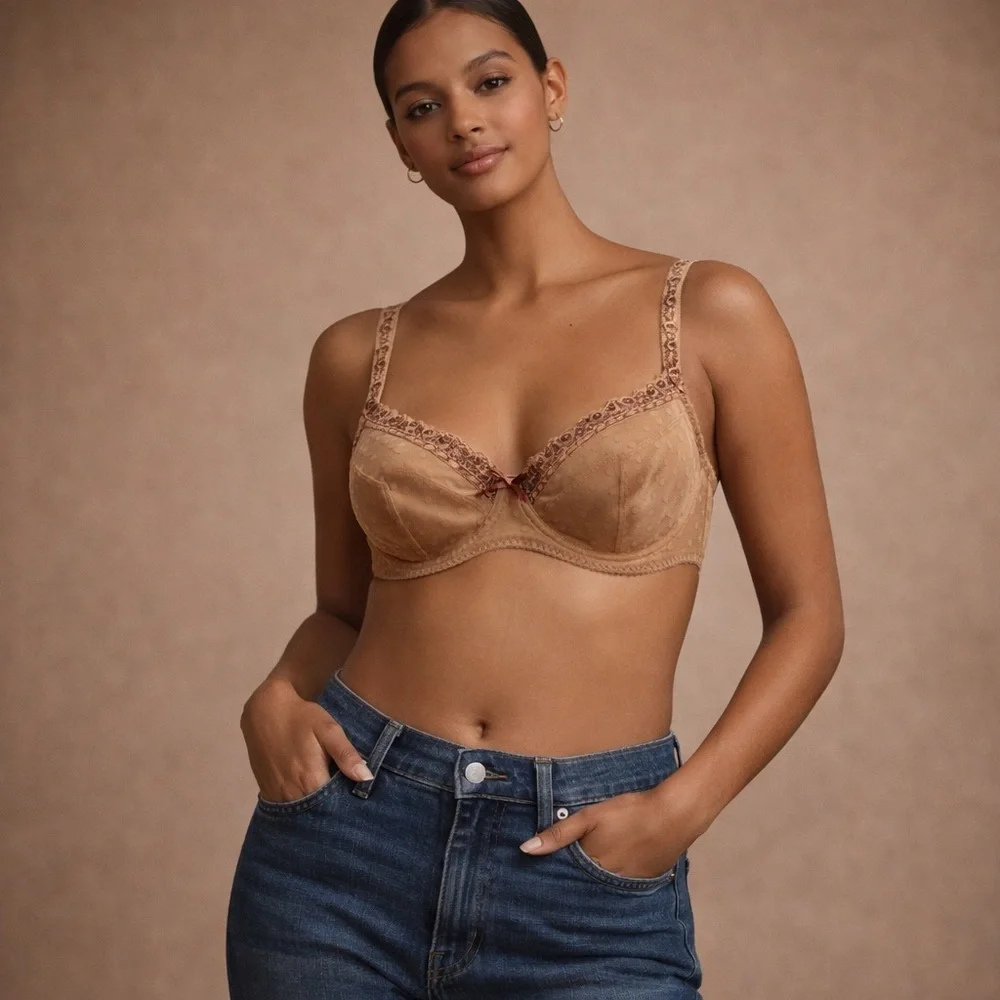 Curvy Kate Nude Sheer Lace Underwire Bra 32E EU 70F